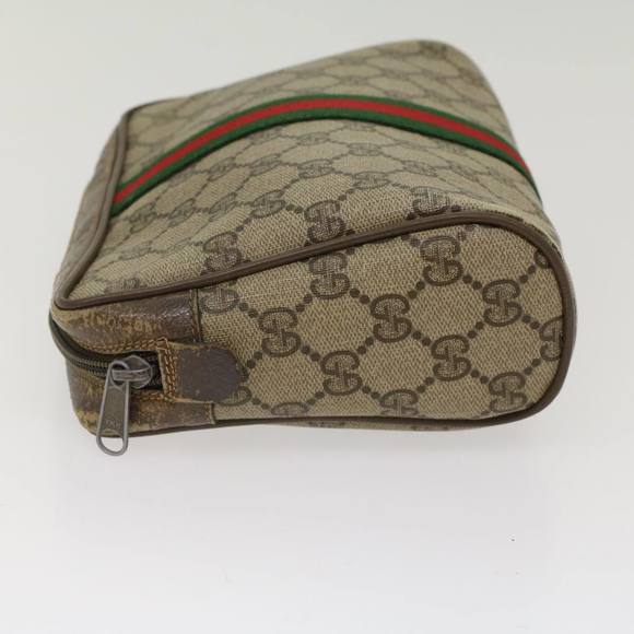 GUCCI GG Canvas Web Sherry Line Clutch Bag Beige Red Green 56.01.012 Auth yk8055 - Picture 5 of 16